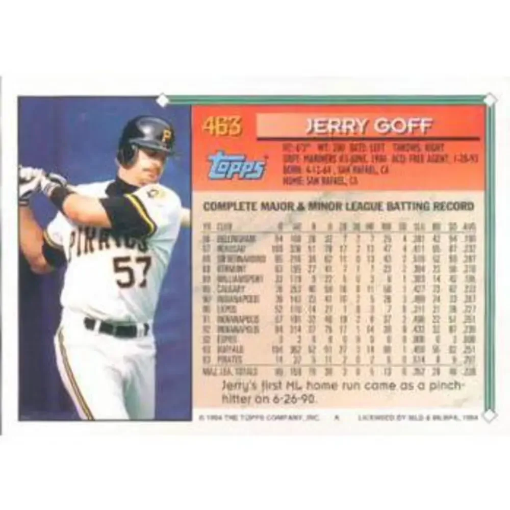 1994 Topps Jerry Goff #463 Pittsburgh Pirates